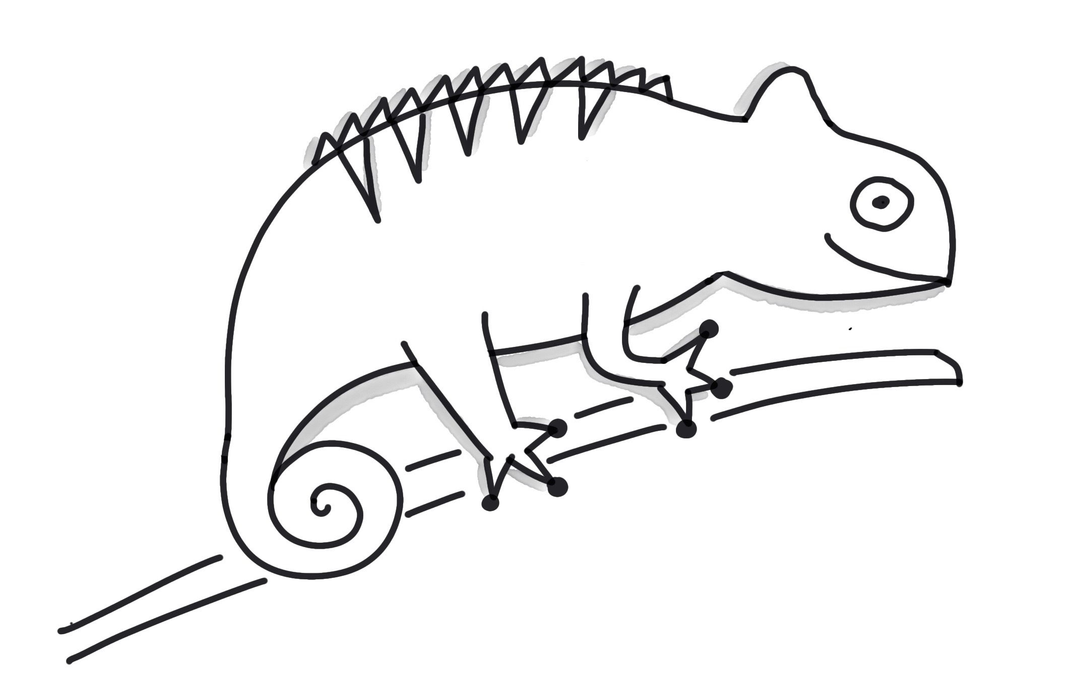 Das Bild zeigt eine Zeichnung eines Chamäleons.