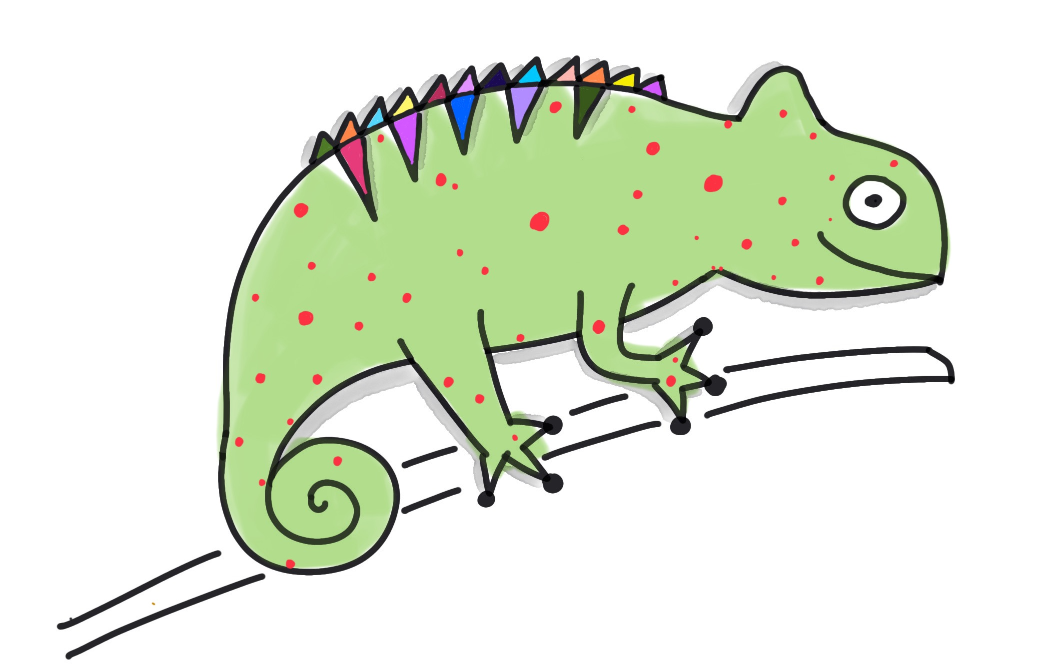 Bild zeigt ein bunt gefärbtes Chamäleon.